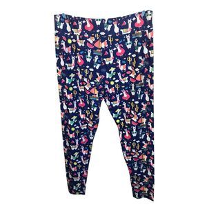 JAAM Royal Blue with Summer Llama New with Tags Leggings Womens Size Tall/ Curvy